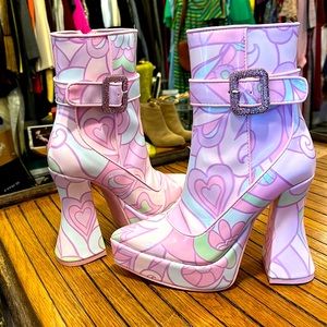 Sugar Thrillz psychedelic pink platform boots costume cosplay 60s 70s retro mod